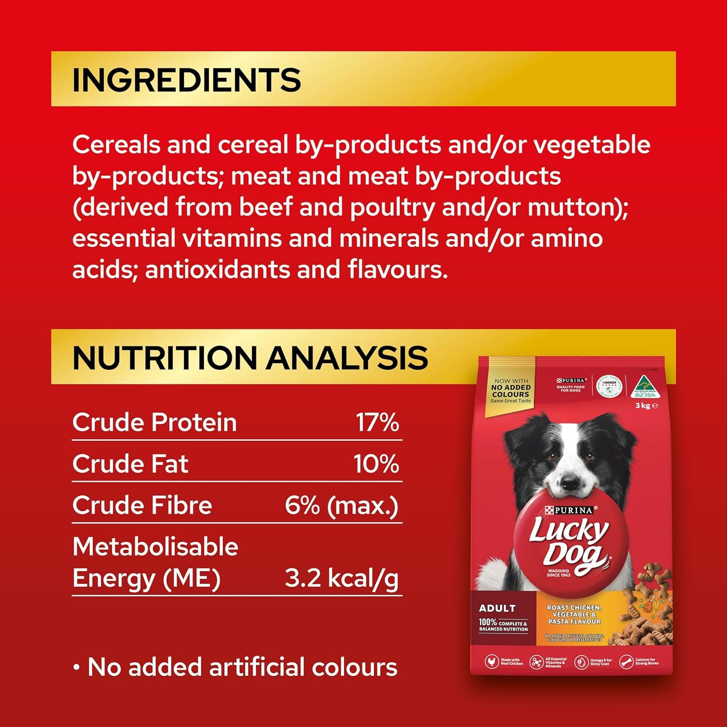 LUCKY DOG Adult Dry Dog Food Roast Chicken Vegetable Pasta Flavour 8Kg